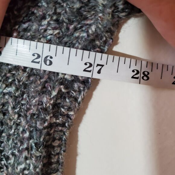 Design Options L Gray Cowl Sweater Oversize Shell Button 3/4 Sleeve Lagenlook - Picture 9 of 10